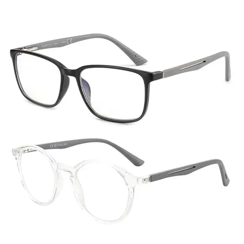 ZENOTTIC Classic Stylish TR90 Unisex Round Eyeglass Frames - Sturdy Lightweight Men's Accessory, Blue Light Blocking UV Protection, Non-Prescription, Tac Semi Rimless, Office/Gaming, Back-to-School Mens Gifts