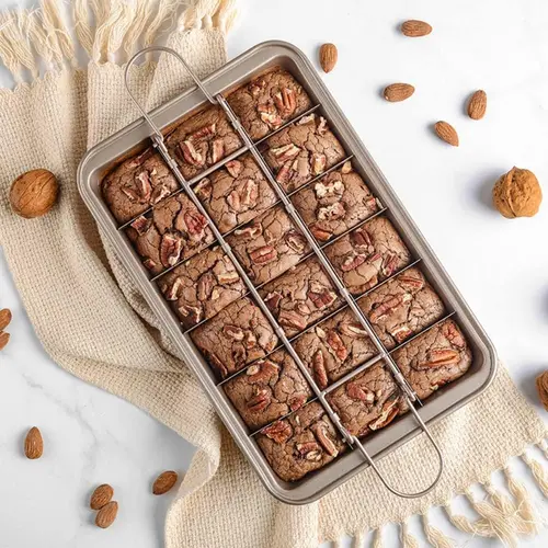 Brownie Baking Pan with Removable Divider, Non-Stick Brownie Pan with Pre-Sliced Sections, 18-Count Individual Brownie Maker High-Carbon Steel Rectangular Cake Mold Bakeware for Even Baking and Easy Serving, Baking Supplies, Bakery Molds