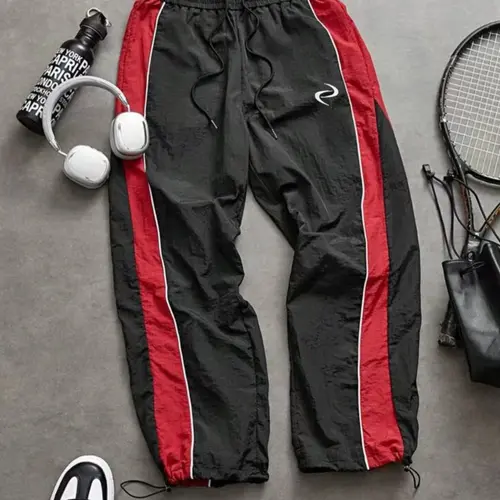 Men's Fashion Casual Sports Pants, Casual Sporty Pants, Loose Fit, Elastic Cuff, Athleisure Design, Unique Print, Simple Versatile, Nylon Fabric, Loose Athletic Trousers, Perfect for Daily Wear