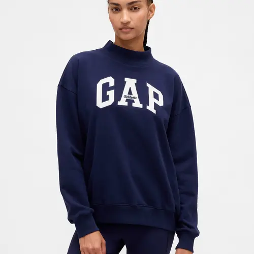 Gap Women's Heavyweight French Terry Oversized Mockneck Logo Sweatshirt