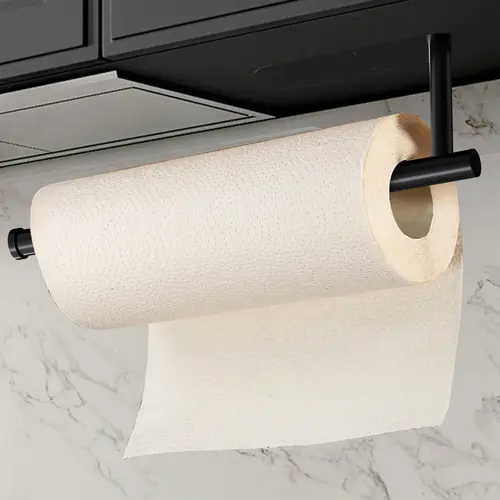 SZHLUX Self-Adhesive Paper Towel Holder, No Drill 12.6’’ Under Cabinet Rack, Space-Saving SUS304 Stainless Steel for Kitchen, Bathroom & RV