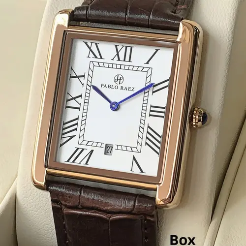 Men's Business Casual Watch Modern Fashionable Square Dial Quartz Analog Wristwatch Analog Quartz Watches Rose Gold Stainless Steel Case Dial Calendar Display PU Leather Strap Waterproof Quartz Movement