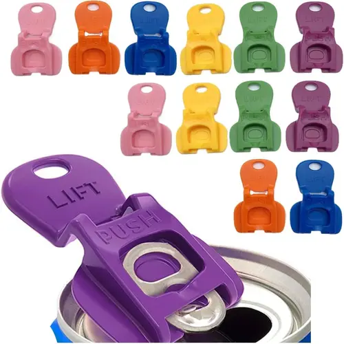 12 Pack Can Opener – Easy Open Drink Tab Toppers&Can Covers for Soda, Beer, Coke Shields From Bugs, Dust at the Party,Camping, BBQ– Colorful Can Lids