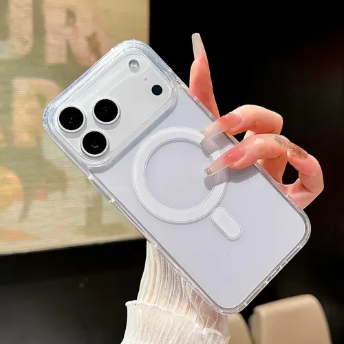 Clear Magnetic MagSafe Acrylic Case for iPhone 17 Pro Max 17 Pro 17 Air Soft TPU Shockproof Slim Transparent Cover Anti-Yellowing Protective Phone Case for iPhone 16, 15, 14, 13, 12, 11 and Samsung Galaxy S26 Ultra, S25, S24, S23, S22, S21