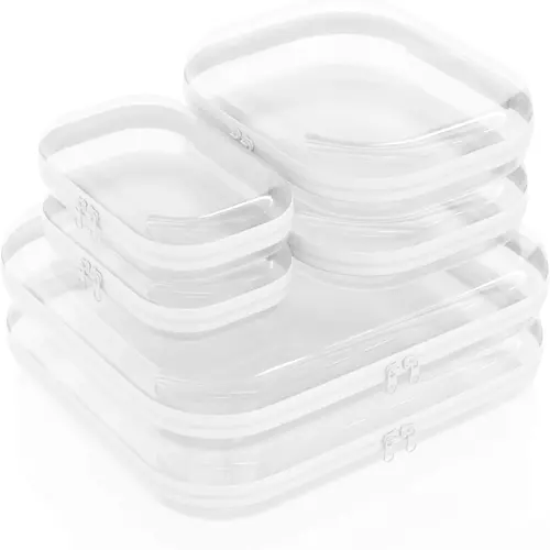 6 Pack Clear Hard Shell Zipper Cases, Dustproof PVC Storage Box, Waterproof Toiletry Organizer, Travel Makeup Organizer, Transparent Storage Cases Storage Organizer Set for Bead & Small Objects, Portable Travel Organizer Containers, Valentine's Day Gifts