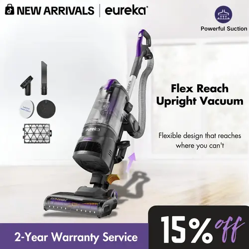 Eureka FlexReach NEU651PL Upright Vacuum Cleaner with Lift-Up Pod & Anti-Tangle Brushroll for Carpet & Hard Floors, Purple, 960W Motor, Deep Cleaning, Jumpstart Sale, Powerful Suction, Flexible Design