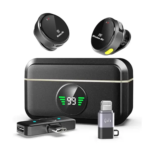 Wireless Lavalier Microphone for iPhone iPad Android With Charging Case Audio Smartphone Audio Smartphone