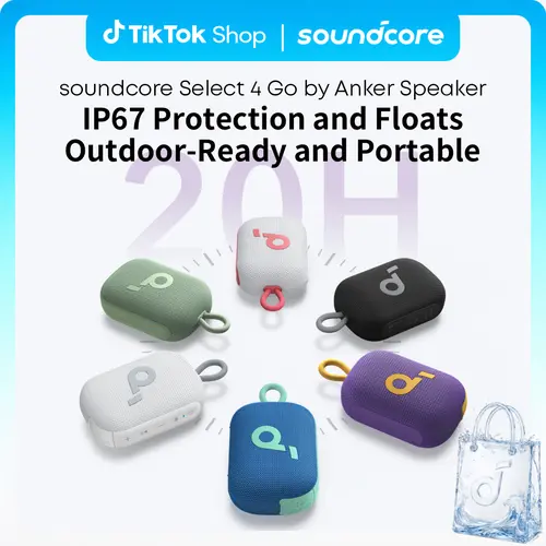 [Live Only] soundcore Select 4 Go by Anker, Bluetooth Shower Speaker, IP67 Waterproof/Dustproof, 20H Playtime, Floatable, Powerful Sound, Electronics for Outdoors/Home/Office/Travel #tiktokshopsummersale, Batteries, Usb Type C