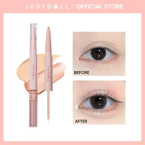 JUDYDOLL Double-Ended Aegyo-Sal Highlighter Pen - Matte & Shimmer Duo Eye Brightener, #d01 Champagne Glow Makeup Beauty Stick Pack Highlighters & Luminizers for Brightening, Defining Eyes (Summerwins), Longwear,back to school