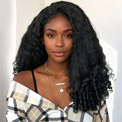 [Limited Deal] OQ HAIR Kinky Straight Burmese Curly Half Wig 250% Density Seamless Flip Over Wig With Drawstring 3-IN-1 Half Wig Glueless Human Hair Wigs With Spiral Curls Ends for Beginner Friendly Invisible Hairline Free Styles