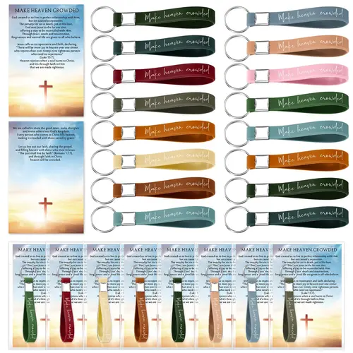 24-Set Stylish Christian Bible Verse Keychain Wristlets with Stay-On Metal Rings, Everyday Carry Keychains for Women, Mini Gifts for Religious Events, Bag/Backpack/Car Accessories, Stylish Keychain, Metal Ring Stays On