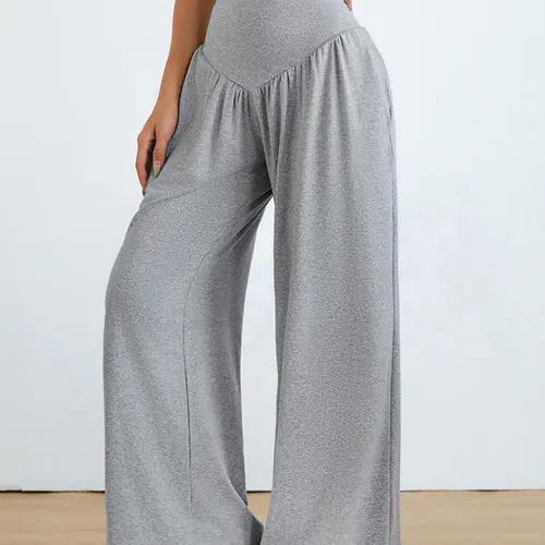 Women's Loose Wide-Leg Yoga Pants, Comfy Yoga Pants, High-Waisted Pleated Waistband, Pocket Design, Casual Running Long Pants, Comfortable and Stylish, Gym Sportswear Bottoms, Fitness Pants, Activewear Pants, Workout Clothes Women