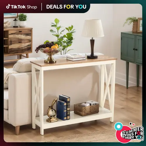 PHIVILLA White Entryway Table/End Table/Coffee Table, Farmhouse Console Table Narrow Sofa Table Hallway, Ivory Skinny Entry Table,TikTokShopBackToSchool