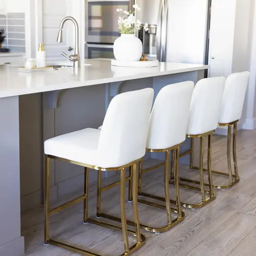 Phivilla Home Modern Bar Stools Set of 1/2/3/4, 24'' PU Leather Counter Height with Back, Waterproof, Metal Frame, Kitchen Island & Home Bar Chairs, Spring Glow Up
