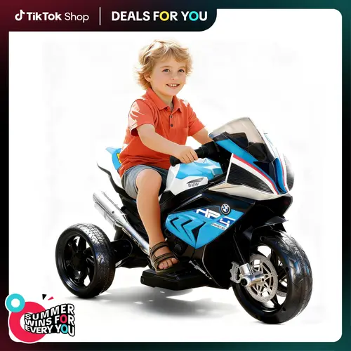 PHIVILLA Home 12V Kids Electric Motorcycle BMW Authorized, Ride on Toy for Toddlers, Battery Powered, 3-Wheel Stable, Horn, Music & LED Lights