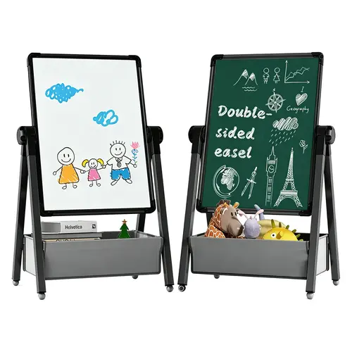 G TALECO GEAR Kids' Aluminum Art Easel - 360-Degree Free Flip Double-Sided Whiteboard & Chalkboard, Adjustable Learning Toy for Small Desk Use, Ideal Present #tiktokshopbacktoschool, Creativity