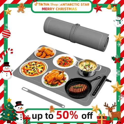 Corded Silicone Food Warming Mat Heating Pad, 3-Temp Electric Warmer (140/176/212°F), 250W Low Energy, Auto Shut-Off, Child Safety Lock, Roll-Up Thin, Standard Plug, Portable for Home Entertaining, Grey, Rolls Up Slim For Easy Drawer Storage, Family Homes