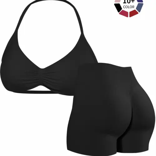 New Women's Sporty Yoga Set, High-Waisted Tight-Fitting Shorts and Tank Top, Summer Fitness Outfit for Running and Gym Workouts, All Season Activewear, Fitness Clothes, Fitness Apparel, Fitness Clothing
