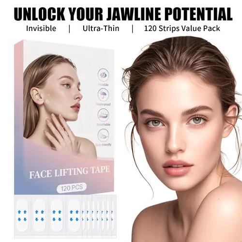 120 Pcs Instant Face Lift Tape - V-Line Jawline Contour & Double Chin Lifting Patches, Gentle Waterproof Unscented Skin Firming Beauty Tape for Adults, Daily Use, Video Calls, Refreshed Look, 36-Month Shelf Life, Skin Firming Patches, Facial