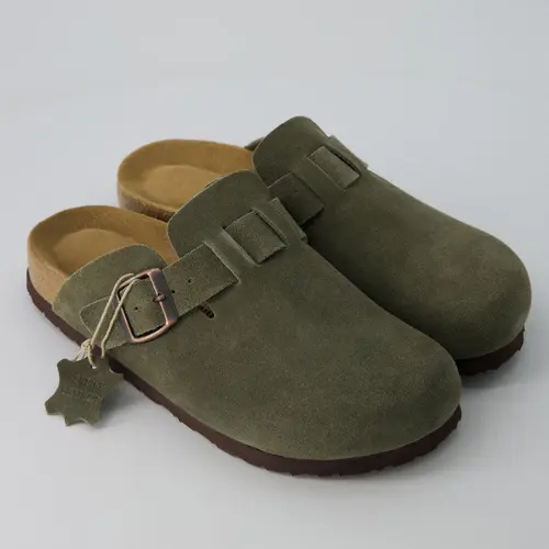 Cushionaire Hana Genuine Leather Clogs For Women | Classic Suede Slip On Clogs With Comfort Cushioned Insole and Cork Outsole | Closed Toe Mules Design For Everyday Wear Walking Shoes