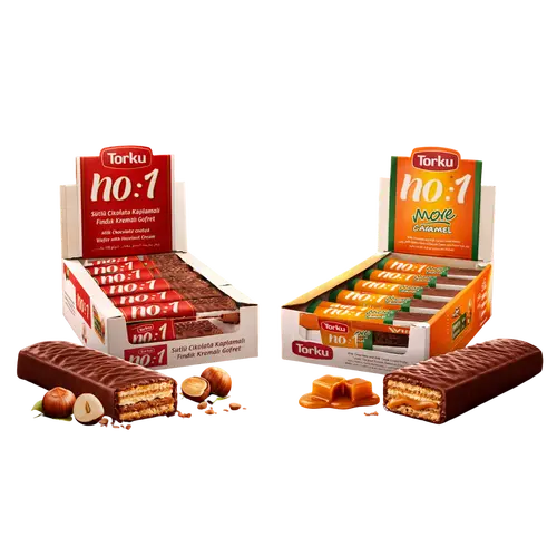 Torku NO. 1 Milk Chocolate Wafer 24 Bars - Delightful Snack with Rich Milk Chocolate & Nutty Hazelnut Cream Flavor