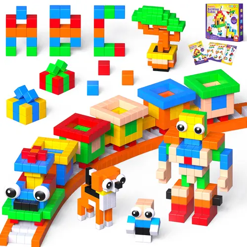 Large Magnetic Building Blocks with Toy Eyes, Montessori Sensory STEM Magnetic Cubes for Kids, 1''Travel Magnetic Blocks for Toddlers 3 4 5-8+ Year Old Boys Birthday Easter Girls,summerwins