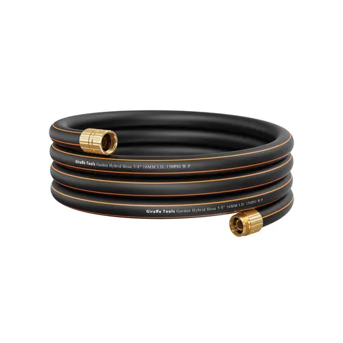 Giraffe Tools 6-25FT 5/8" Hybrid Custom Hose Aluminum Plated Connector Male to Female Re-installed Customize Hose Durable 3 Layers of Enhanced Structure All Weather Flexibility Garden Hose with 150PSI W.P. , 600 Burst PSI for Efficient Watering