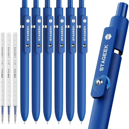 STAGEEK GX3 Blue Gel Pen Kit, 12 Retractable Fine Point Multi Purpose Pens with 3 Extra Refills, Quick Dry Smooth Writing Back to School Supplies That Ease Stress & Aid Concentration for Office Note Taking