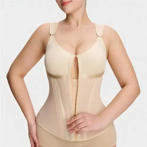 LUXSEREN Women's Colombian Faja Fit Padded Bodysuit - Seamless, Lightweight, Stretchy High-Compression Shapewear with Smooth Fabric, Adjustable Tummy-Control Belts, Wireless Bra, Waist Trainer, Zipper-Hook Closure, Ideal for Workouts & Bridal Wear