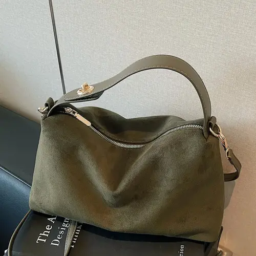 Women's Fall Winter New Suede Pillow Bag, Fashion Crossbody Purse, Fashion Minimal Boston Shoulder Crossbody Bag, Elegant Trendy Commuting Bag, Suitable for Office, Commute, Shopping, Travel, Gym, Fashion Bags #GLOBAL PICKS