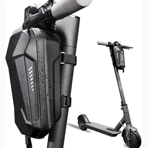 EVA Hard Shell Scooter Handlebar Bag - Sturdy 2L Waterproof Front Tube Storage Pouch with Adjustable Straps, Quick Release, Youth Cycling & E-Scooter Organizer for Headphones, Chargers, Ebike Accessories, Flashlights, Rainready Zippers, Shock‑Absorb Eva,