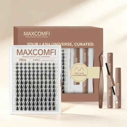 MaxComfi Mira Manga Lash Clusters, DIY Eyelash Extensions for a Natural Voluminous Look, Super Soft with Thin Band, Waterproof & Long-Lasting for Beginners, Lash Cluster, Natural Lash Clusters,sunscreen
