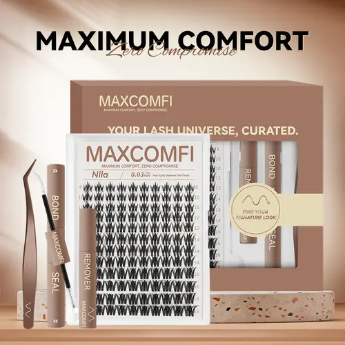 MaxComfi Nila BlushBloom Makeup False Eyelashes - Super Soft Comic Thin Band, Gentle Waterproof, Itch-Free, Long-Lasting, Natural Daily Volume, Beginner-Friendly DIY Lash Extensions for Flawless Summervibes Looks, Eyelashes Extensions Option