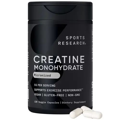Sports Research Creatine Monohydrate - 5g Micronized Creatine Per Serving - Informed Sport Tested for Banned Substances - 120 Capsules
