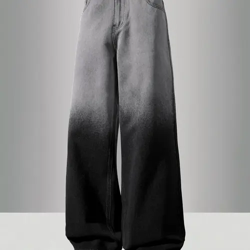 Men's Vintage Loose Denim Jeans, Casual Denim Fit, Gradient Washed Ombre, Y2K Street Style Streetwear, Casual Straight Leg Wide Leg Jeans, Perfect Gift, Pants, Jean Pants Bottoms, Menswear