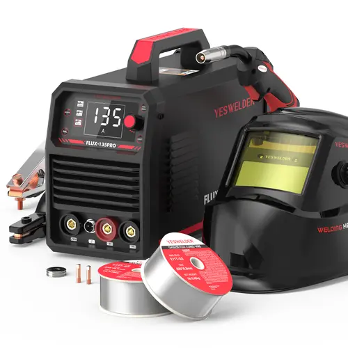YESWELDER FLUX-135PRO 110V 135Amp Flux Core MIG Welder | Gasless MIG/Lift TIG/Stick 3-in-1 Digital Display Welding Machine, Portable Welding Machine, Metal