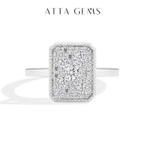 ATTAGEMS Luxury D Color Lab-Created Moissanite Engagement Bridal Ring, 18 Karat Gold Plated Glamorous Romantic Luxury Artificial Gemstone Ring, Trendy Daily Fine Jewelry Wedding Gift for Her R312