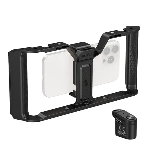 SmallRig IntegraGrip Wireless Controller Universal Phone Cage - Ultra-Wide Dual Handgrip Video Rig with Cold Shoe Mount, Compatible with iPhone 17/16 Pro Max & Android, for Vlogging Equipment, Content Creators, Camera Tripod (5355/5356)