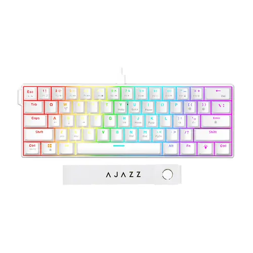 AJAZZ NK61 small configuration wired mechanical keyboard red switch gaming/office dual-use RGB Lighting e-sports gaming Lighted Mechanical Keyboard light and thin body computer office keyboard ABS flat keycap suitable for gaming and office