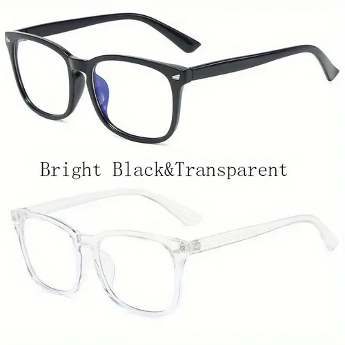 Unisex Retro Square Frame High Quality Lightweight Casual Eyewear - Full-Rim Plastic Solid Blue Light Blocking Glasses with Transparent Lenses, Retro Square Style with Modern Ease for Sports Enthusiasts, High Quality Eyewear