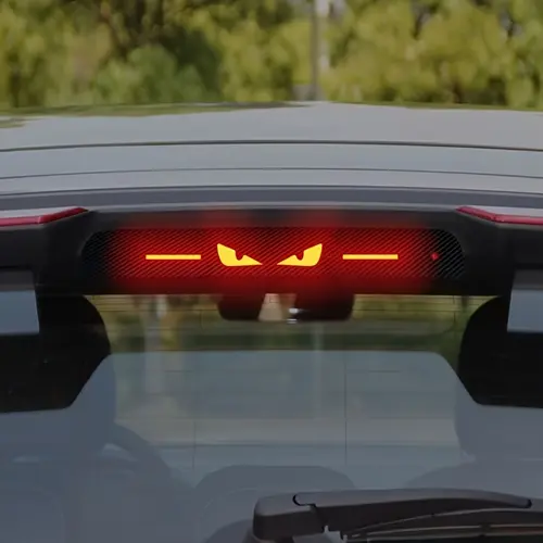 High-Position Car Brake Light Sticker - Durable PET Material, Carbon Fiber Look, Front-Paste Design, Logo-Addable, Automotive Decals, Car Stickers for Vehicle Decoration & Safety