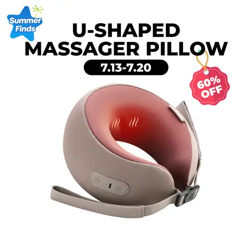 CINCOM U-Shaped Neck Massager Pillow(Mocha Coffee) for Cervical Support, with Soothing Heat & Kneading, 360° Memory Foam Support, Cordless, Rechargeable & Portable, Perfect Gift for Black Friday, Thanksgiving, Christmas, Birthdays & More,dorm essentials