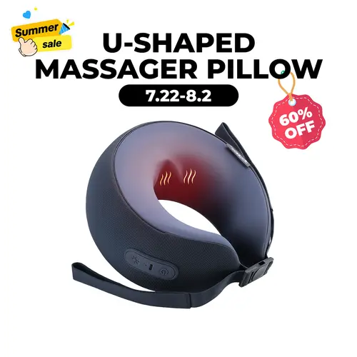 CINCOM U-Shaped Neck Massager Pillow (Mid-Night Blue) - Neck Shoulder Relaxer, Heating Massage Device, Hands-Free Hot Massage Tool, 360° Memory Foam Cervical Support, Cordless Rechargeable Portable, Gift That Heals for Holidays, Heating Massage Devices, S