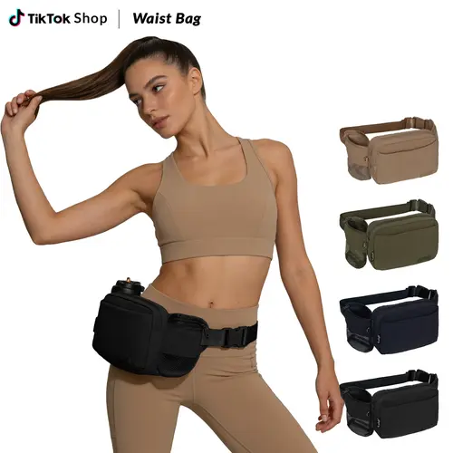 Runlight Unisex Adjustable Strap Crossbody Belt Bag with Water Bottle Holder & Zipper, Trail Running Jogging Equipment for Outdoor Workout, Move Hands-Free