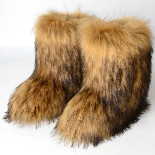 Women's Y2K Fluffy Faux Fur Boots | Retro Shaggy Winter Boots | Luxury Warm Fur Footwear Comfitoria Stylish Girl