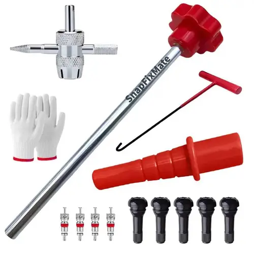 GJANSH 14-Piece Set Quick Change Tire Valve Tool Kit,Tire Valve Stem Core Quickly Replacement Tool Kit,Perfect Tool for Replacing Leaky Valves in Cars,ATVs,Trucks,Motorcycles, etc.with 5 TR413 Valve,4-Way Valve Tool,TikTokShopBlackFriday toolupgrade
