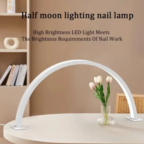 Half Moon Shape Nail Desk Lamp USB Powered LED Dimmable Light, Perfect for Manicure & Pedicure, Ideal for Nail Techs and Care Professionals