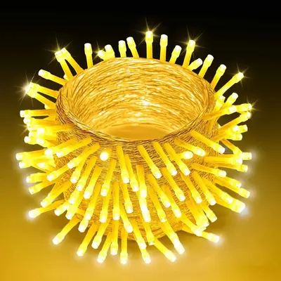 【fathersdaygift】VEVOR LED Christmas String Lights,200 LED76 ft Connectable Warm White Christmas Lights Outdoorwith 8 ModesAuto TimerTwinkle Fairy Lighting Plug inWaterproof for Tree Yard Patio Decoration