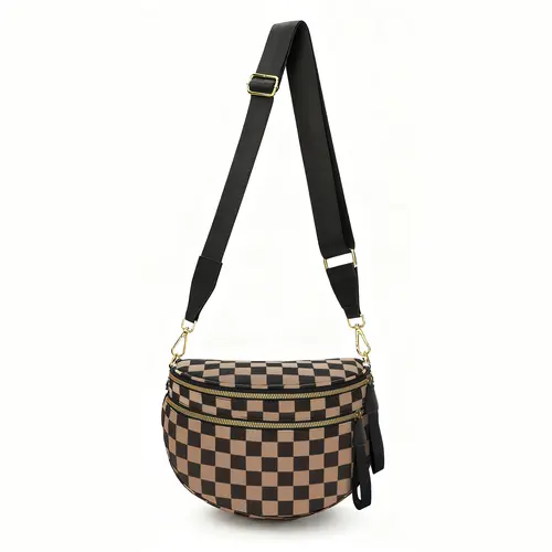CHERUBEL Women's Plaid Nylon Crossbody Bag - Detachable Strap, Coin Purse, Large Capacity, Ideal for Travel & Everyday Use, Birthday Family Bags Accessories, Everyday Bag