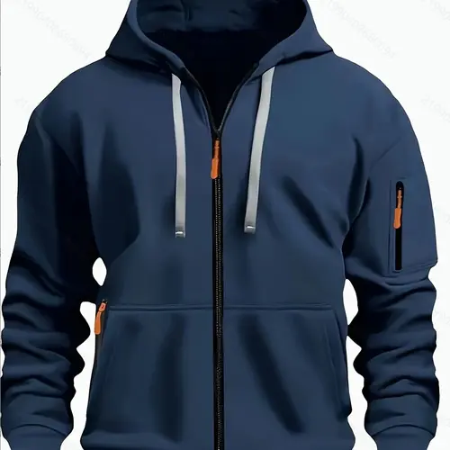 HOMUG Herren Casual Kapuzenpullover, Herren Langarmmantel, Reißverschluss Rundhals Casual Kapuzenjacke mit Tasche und Reißverschluss, Festfarben und Mehrfarbenoptionen, Geeignet zum Tragen im Herbst und Winter. Hoodie Jacket